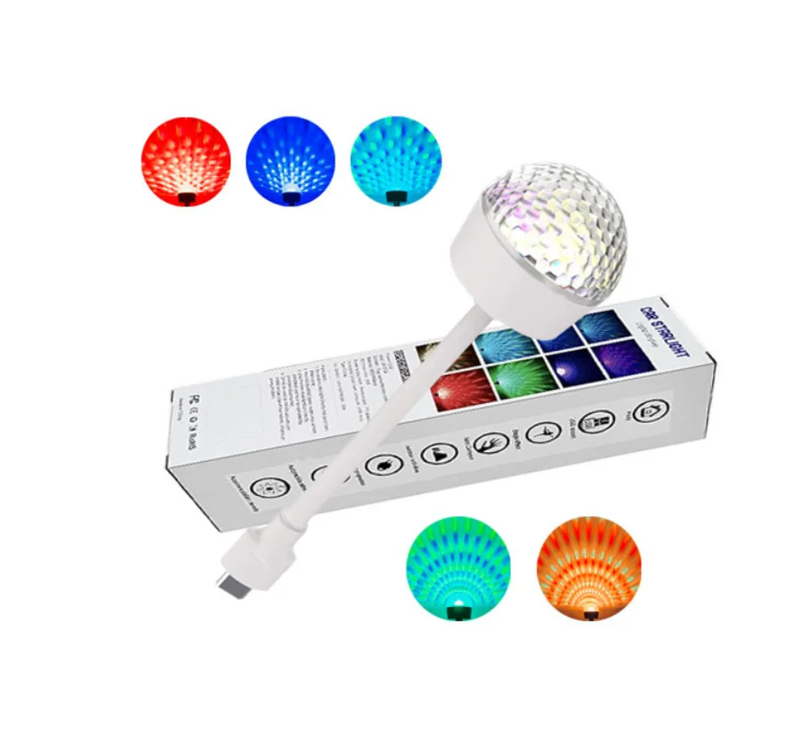 1PCS USB  Atmosphere Light USB Type C Starry Ambient Light RGB Colorful Effect Flexible Neck For Car Home Party Mobile Use