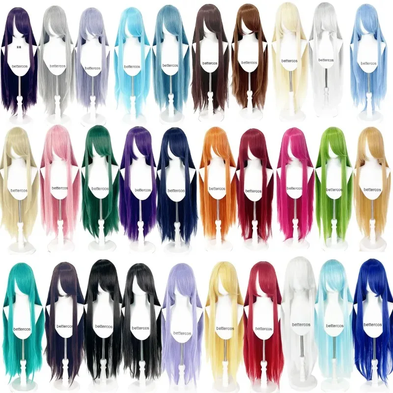 

100Cm Long Straight Cosplay Wig Compatible Universal Omopinenet Solid Heat Resistant Synthetic Hair Anime Party wigs 32 Color