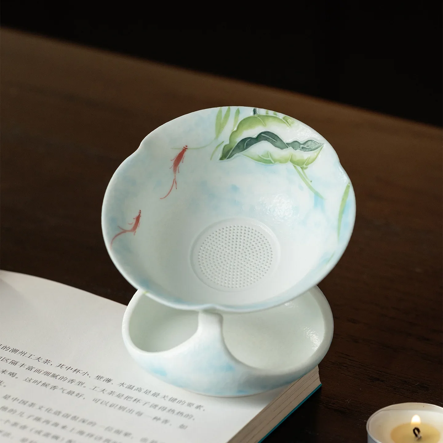 Snowflake White Hand-painted Arita-yaki Hepan Yingbo Blue Household Tea Leak Group Tea Ceremony Accessories Tea Residue Filter