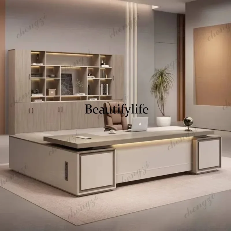 Y136  Nordic Upgrade Large Box Office Table Aesthetics Luxury Writing Study Office Desk Specialty Executive Commercial Furniture
