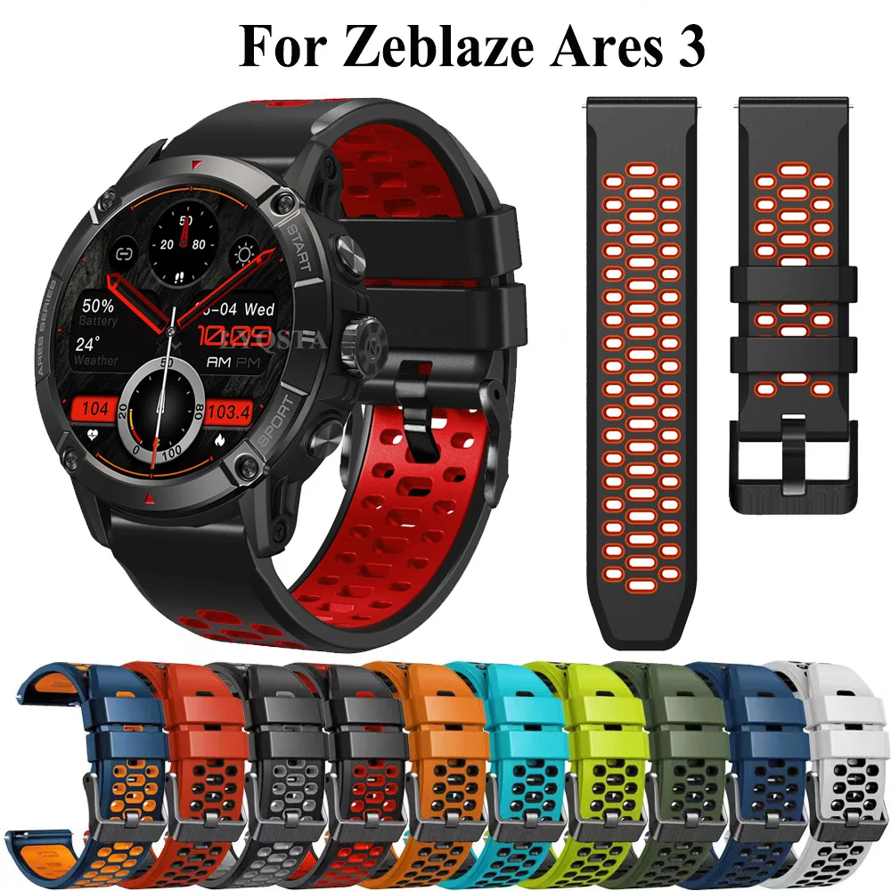 Hot 24mm Silicone Sport Watch Band For Zeblaze Ares 3 Strap Smart Watch Wristband Bracelet Watchband For Zeblaze Ares3 Accessory