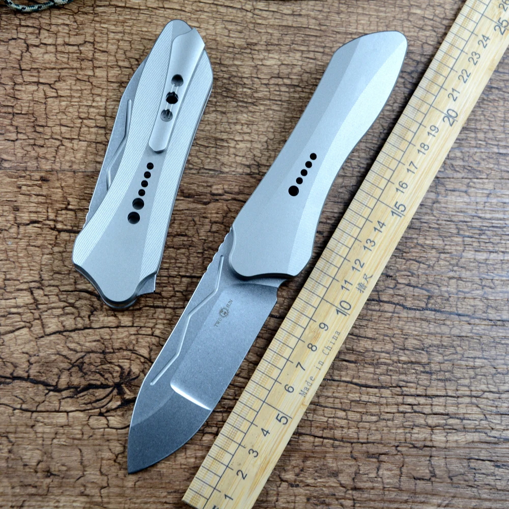 

TWOSUN уличный складной нож 14C28N лезвие TC4 титановая ручка карманные ножи для кемпинга и охоты TS567