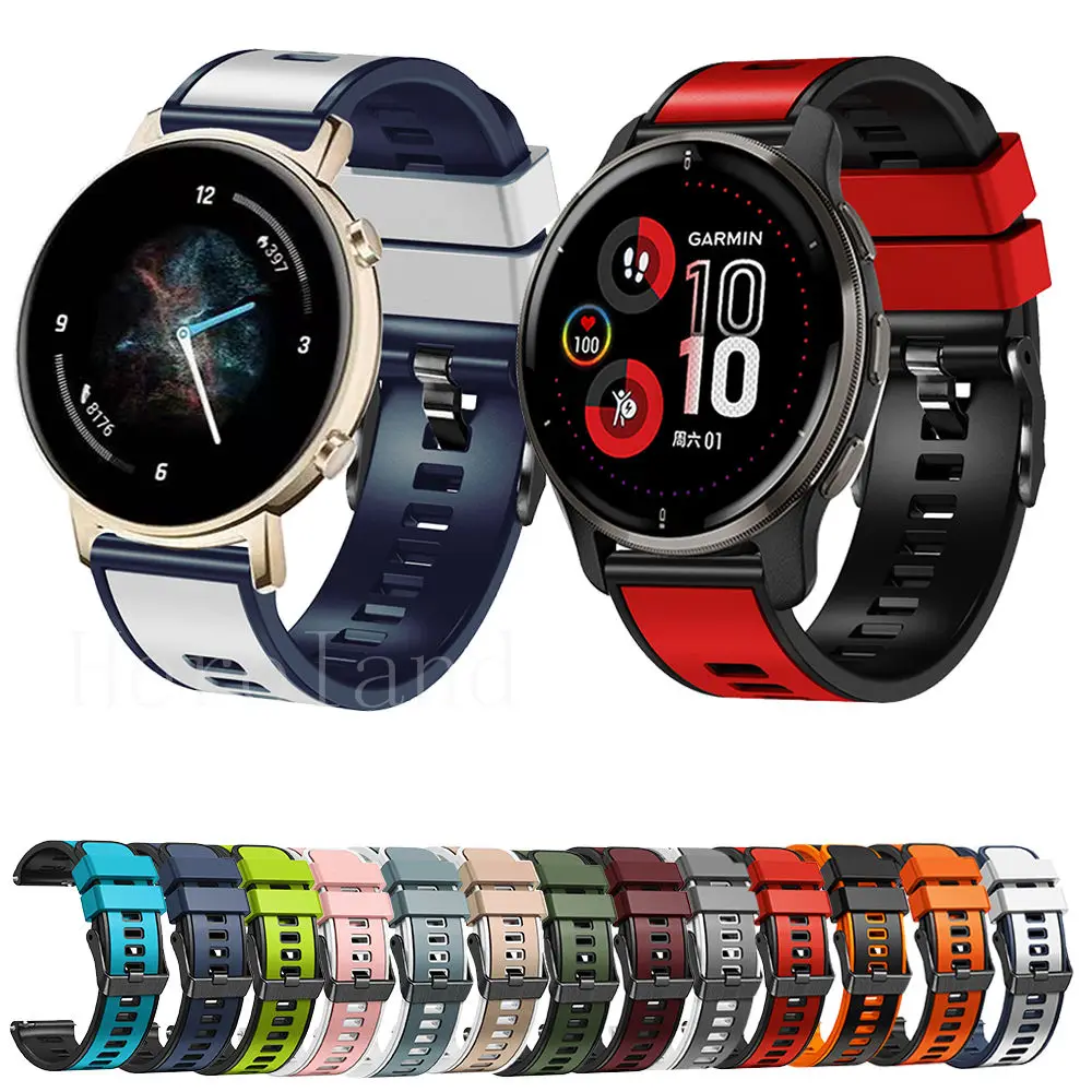 

20 мм ремешок для часов Garmin Venu 2 Plus силиконовый ремешок умный Браслет для Huawei watch GT 2 42 мм/GT 3 pro 43 мм ремешок