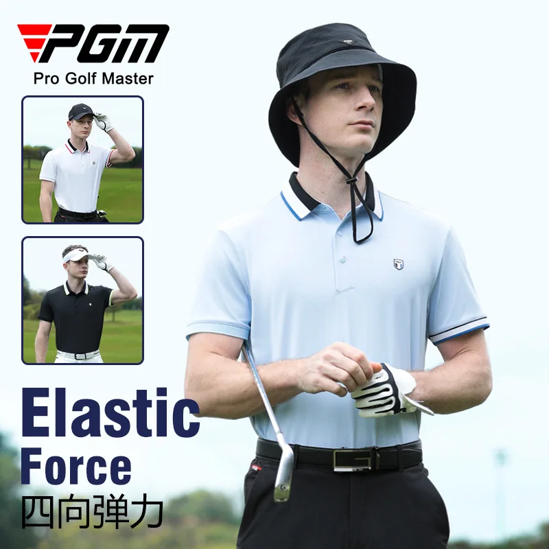 24PGM Golf Clothing Men's Short-sleeved Summer Sports T-shirt Antibacterial Stretch Polo Shirt All-Match Stand Collar Men's wear