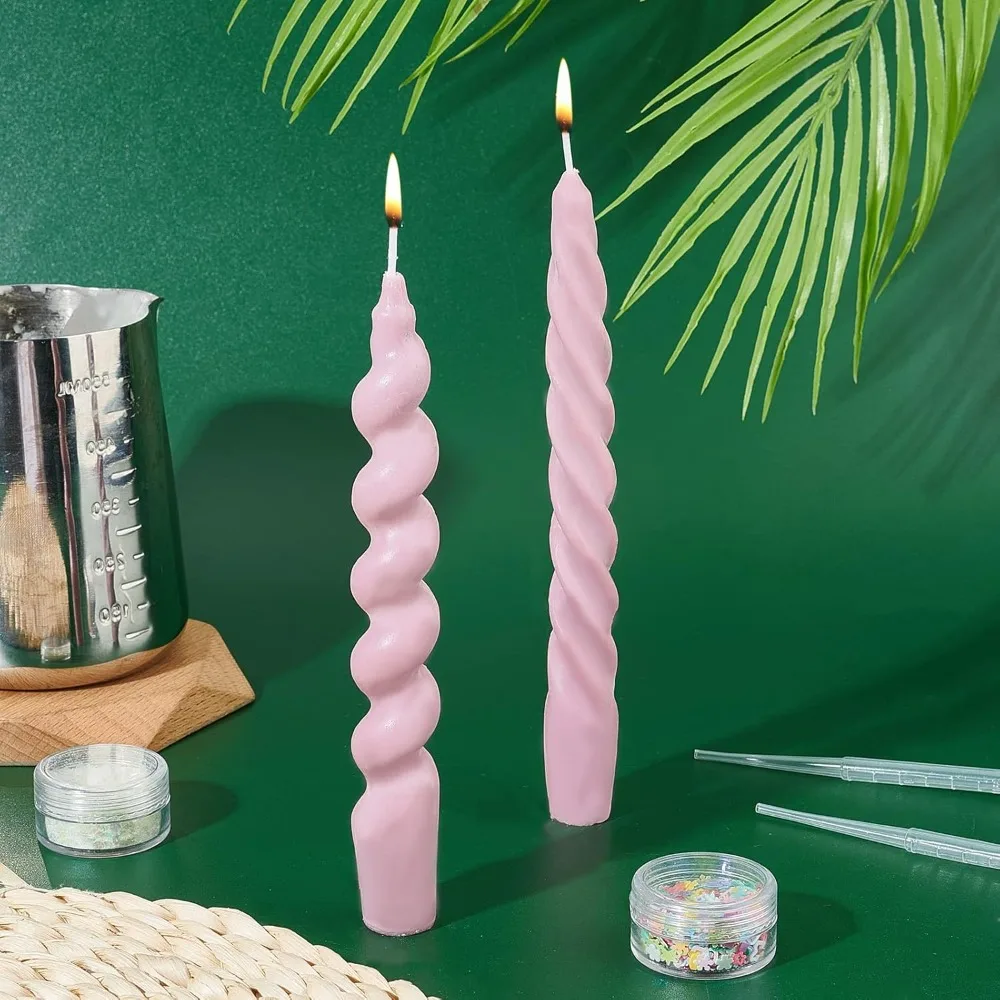 2 Style Silicone Candle Mould Twist Rod Candle Mould Twisted Candlestick Silicone Candle Mold Rotating Screw Rod