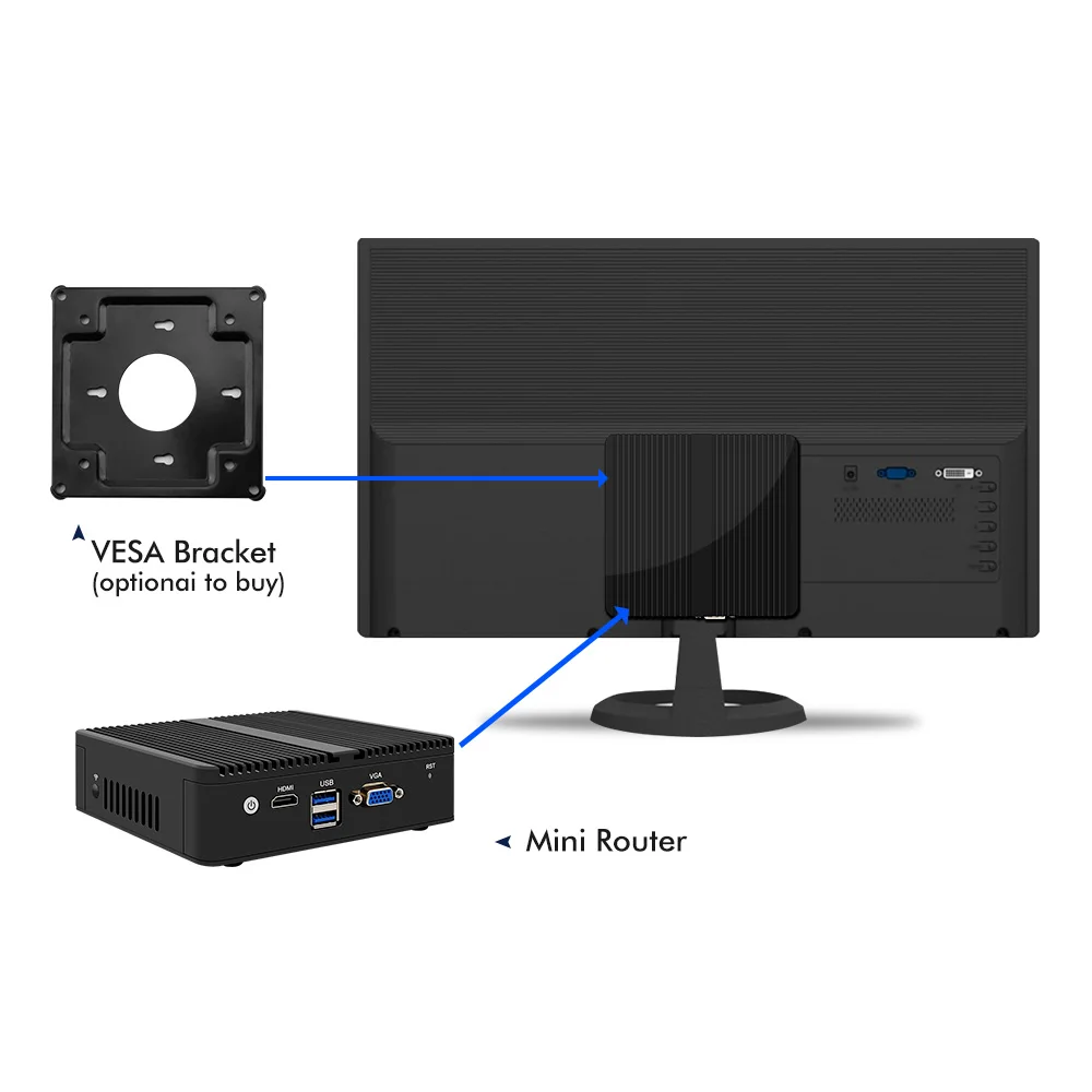 Enrutador sin ventilador J4125 2,5G Nano Mini PC 4 Intel i226 i225 2.5GbE Nics Firewall Router Host PC OPNsense VMware ESXi Proxmox AES-NI