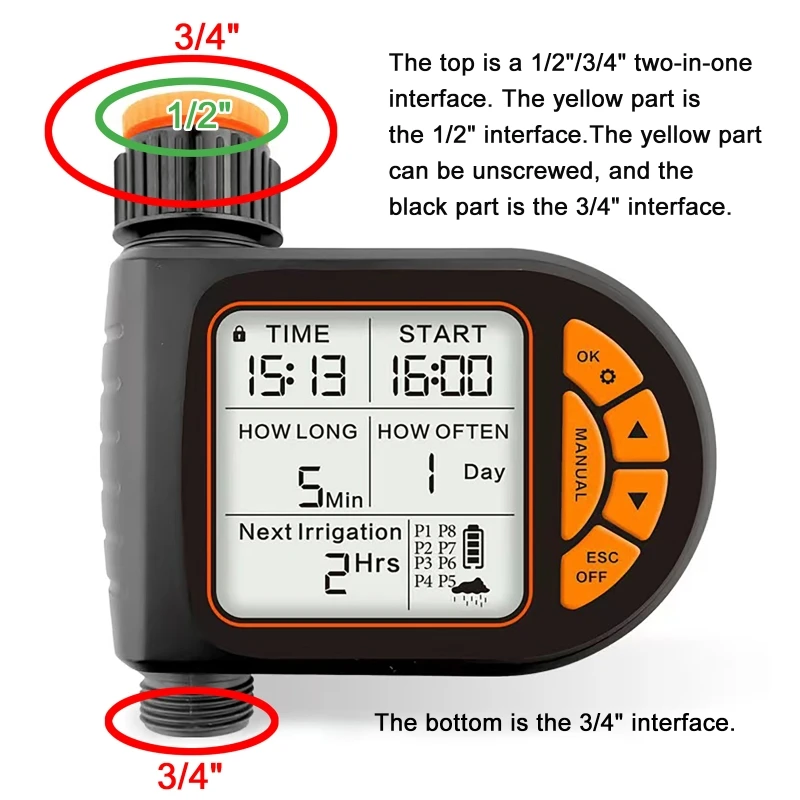 Intelligent Irrigation Timer Automatic Watering Device Garden Balcony Farm Sprinkler Timing Irrigation Controller LCD Display
