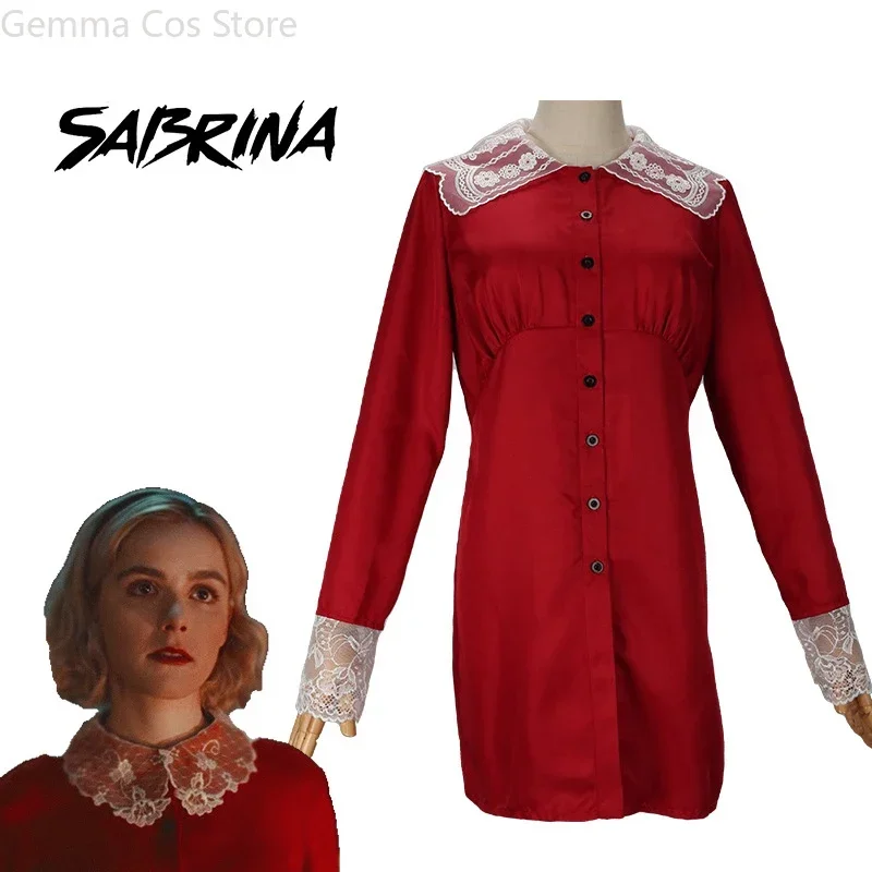Chilling Adventures Of Sabrina Cosplay Costume Red Dress Spellman Spring Autumn Uniform Women Girls Halloween Carnival Suit