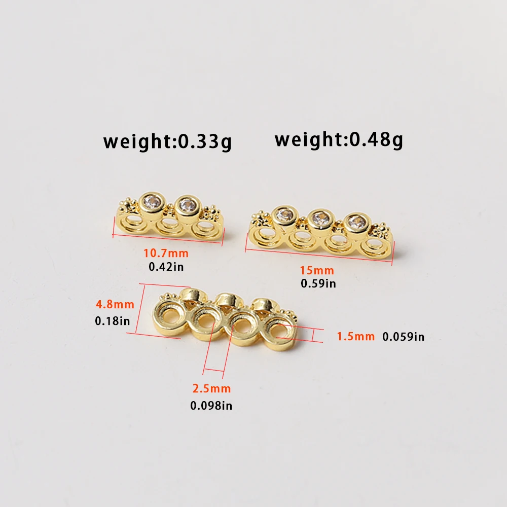 Multi Strands Separators Bar CZ Brass 3/4holes Spacer Bar Beads Connector For Diy Necklace Bracelet Jewelry Making Accessories