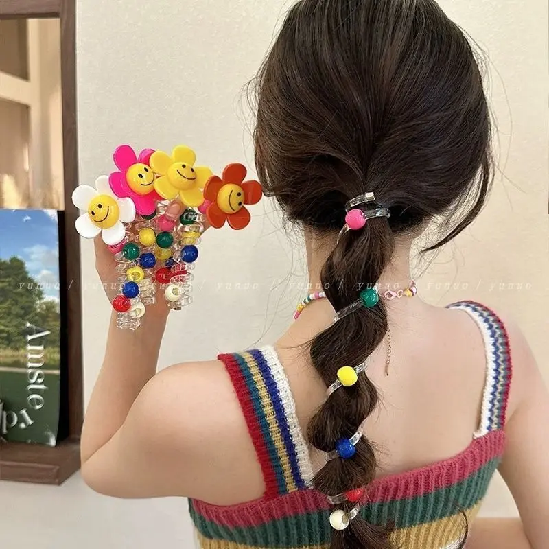 Vigorous Girl~Cute Beaded Horse Tail Weaving Hair Tool Summer Phone Line Hair Loop Headrope 2024 New Super Immortal