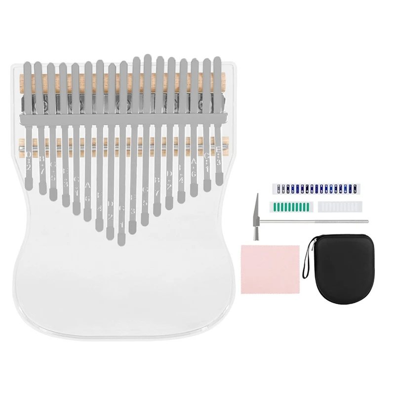 Kalimba 17-Tone Crystal Transparent Thumb Piano Acrylic Calimba Finger Piano Beginner's Instrument Africa Finger Piano