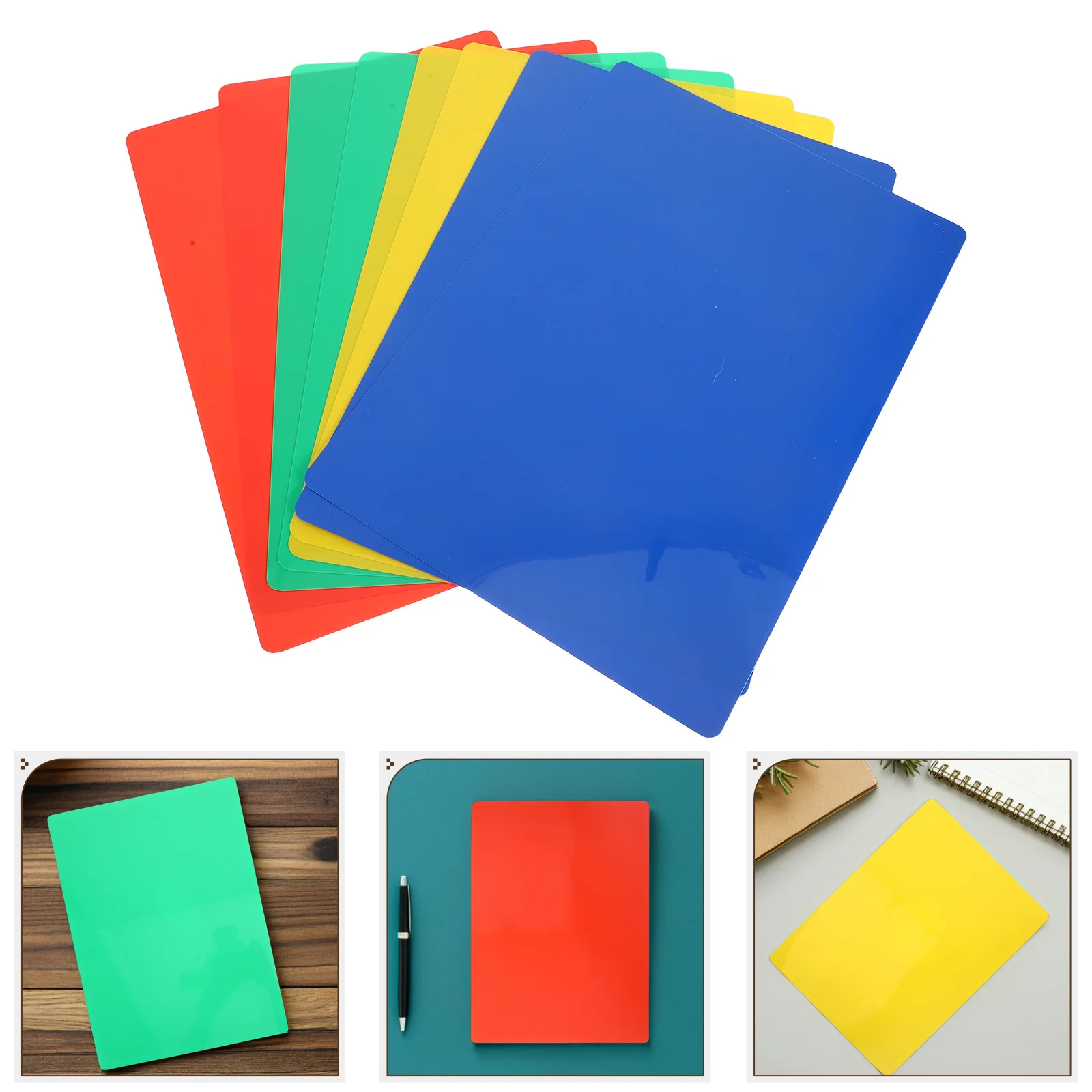 

8Pcs Plastic Writing Boards Smooth Surface Reusable Exam Pads for School Office Students Note Taking Sketch Boards Bright Color