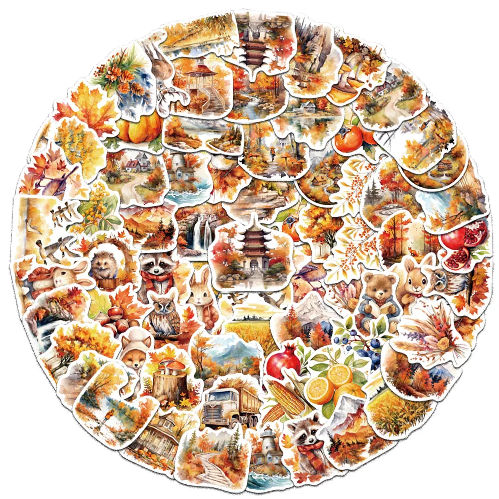 50PCS Creative Autumn Harvest Stickers DIY Notebook Water Cup Phone Case Skateboard Personalized Waterproof Stickers
