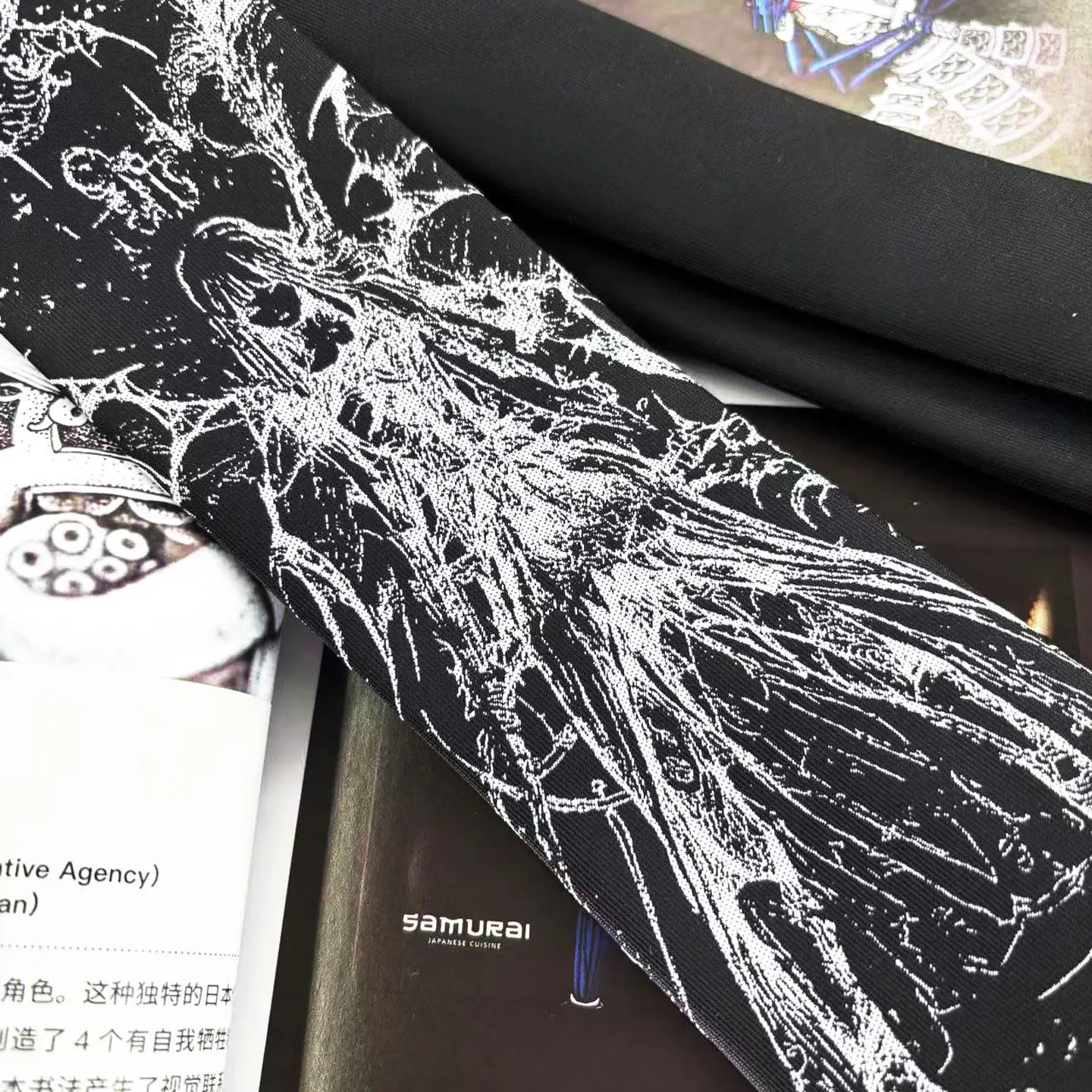 Original Tie Embroidery Black Personality Necktie Gothic Accessories Men and Women Cool Jk Literary Punk Necktie