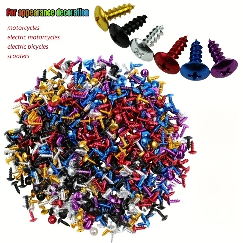 180pcs Motorcycle Multi-color Self-tapping Screws Electric Motorcycle Multi-color Screws Electric Bicycle Decoration Screws