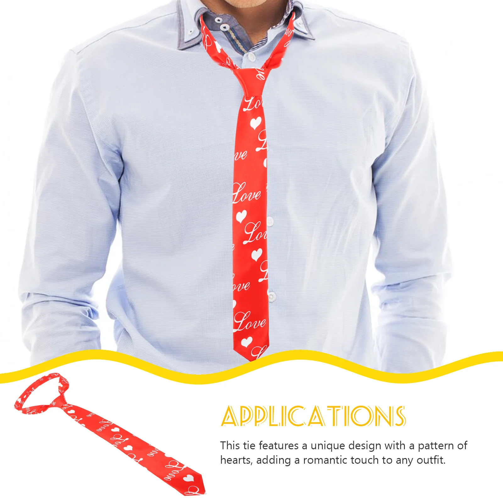 

Romantic Heart Tie Valentine's Day Necktie for Men Women Love Pattern Valentine's Party Accessory Valentines Necktie