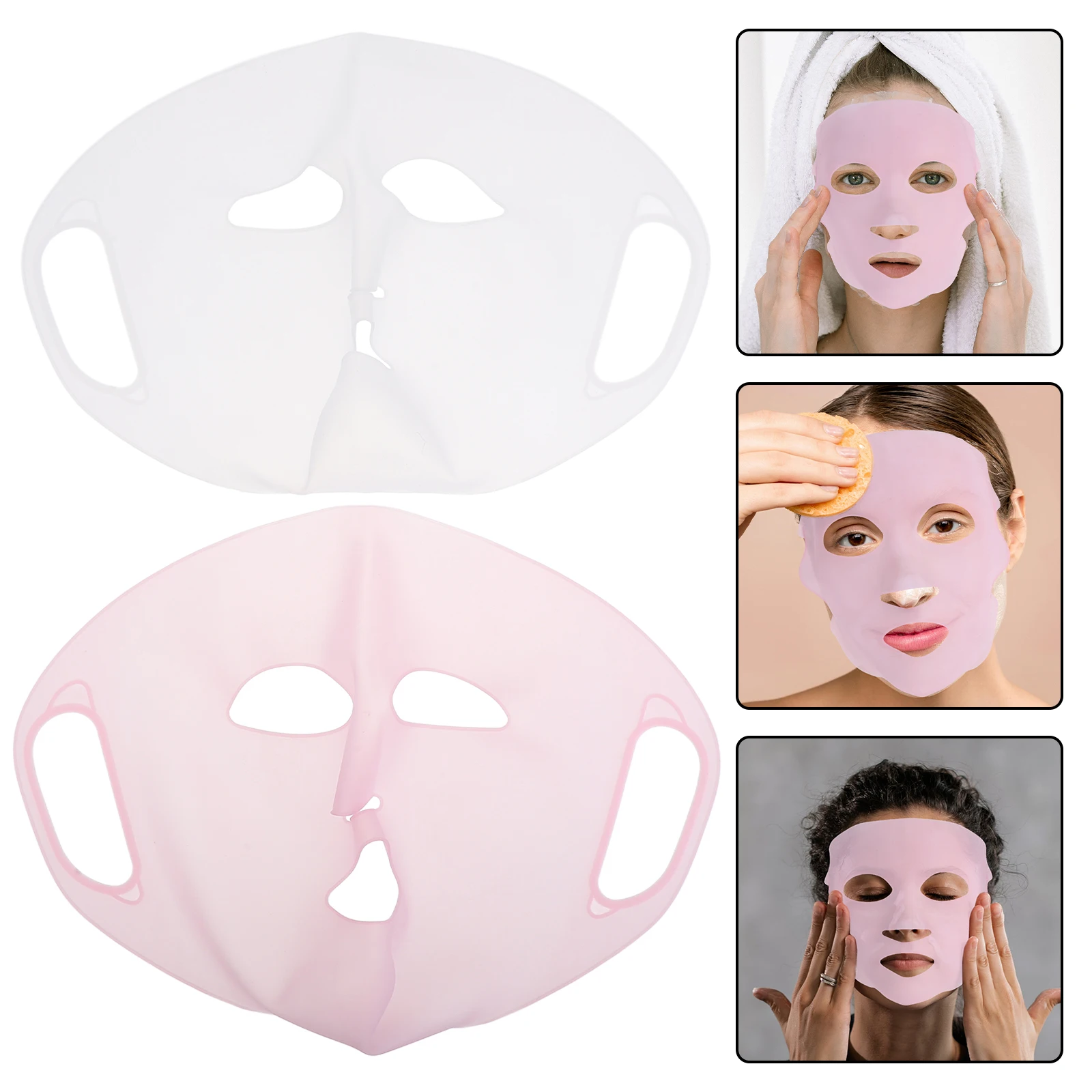 2PCS Silicone Mask Reusable Silicone Face Mask Cover Women Beauty Skincare Tool Moisturizing Facial Mask Holder for Sheet Masks