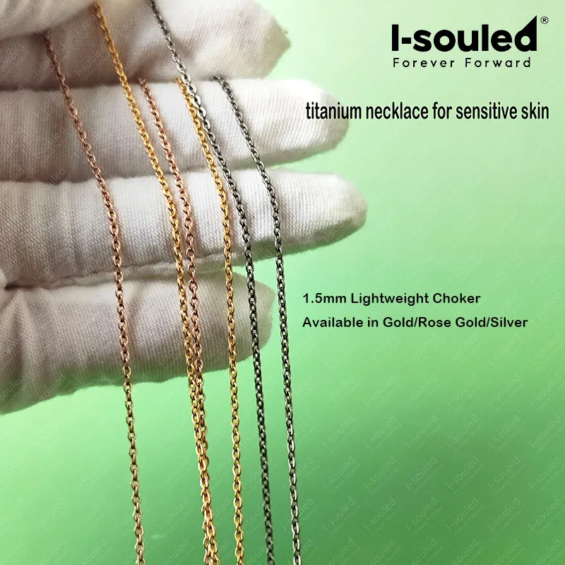

Новое минималистское ожерелье-цепочка из чистого титана | Легкое колье диаметром 1,5 мм, доступное в трех цветах для женщин, гипоаллергенный цвет.