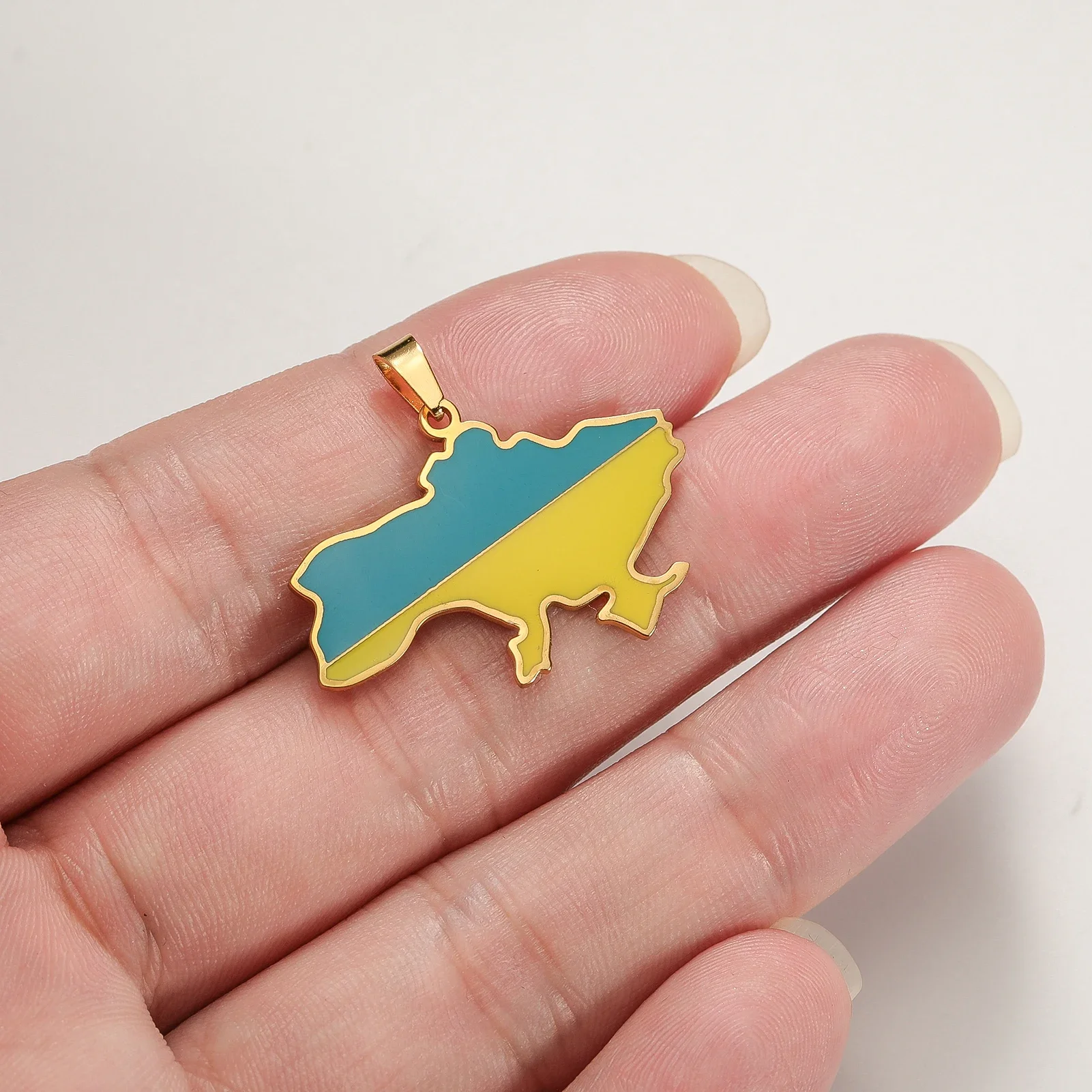 Ukraine National Map Stainless Steel Pendant DIY Can Be Made as Necklace Accessory for Men and Women