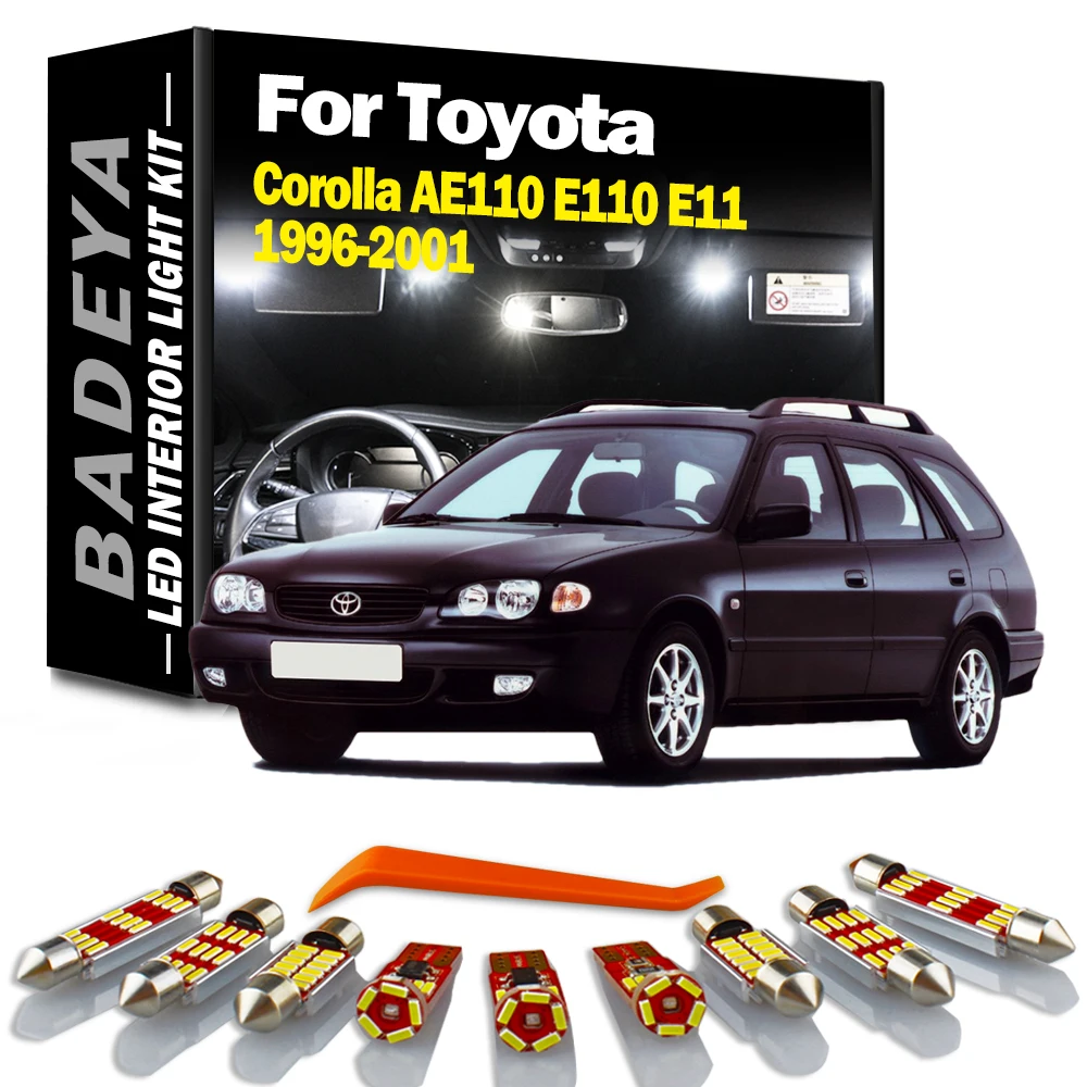 BADEYA 9Pcs LED Interior Reading Indoor Light Kit For Toyota Corolla AE110 E110 E11 1996 - 1998 1999 2000 2001 Car Accessories