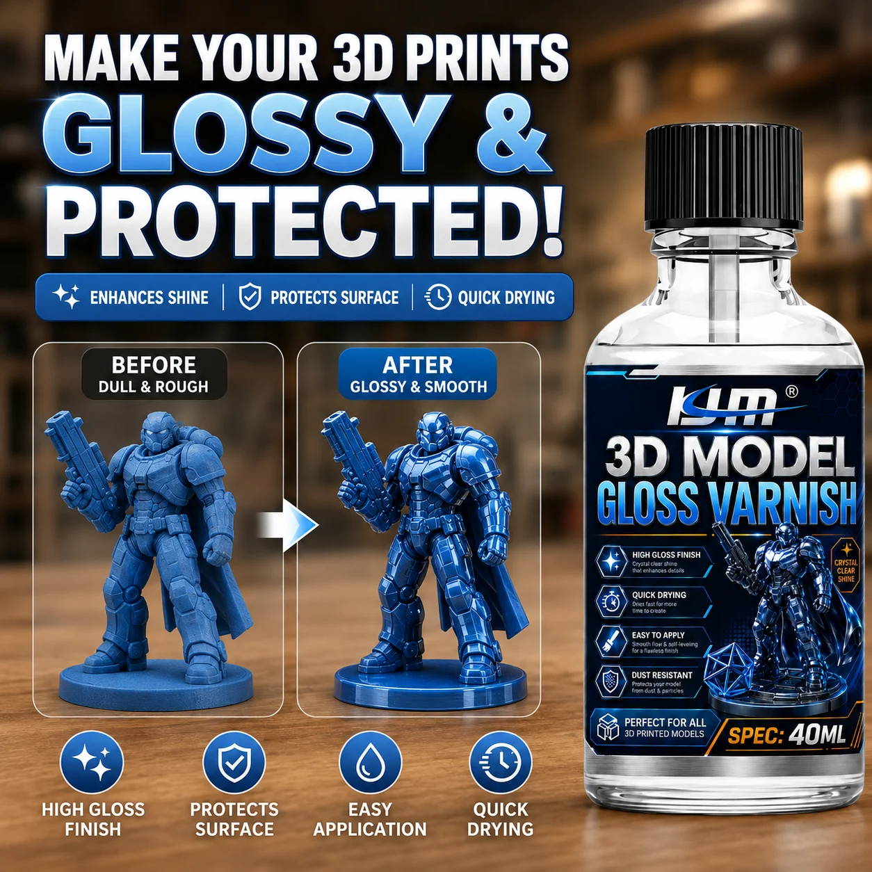 KJM 3D Print Glue For Model Assembly Strong Quick Dry Transparent Adhesive PLA ABS TPU PETG Plastic DIY Repair