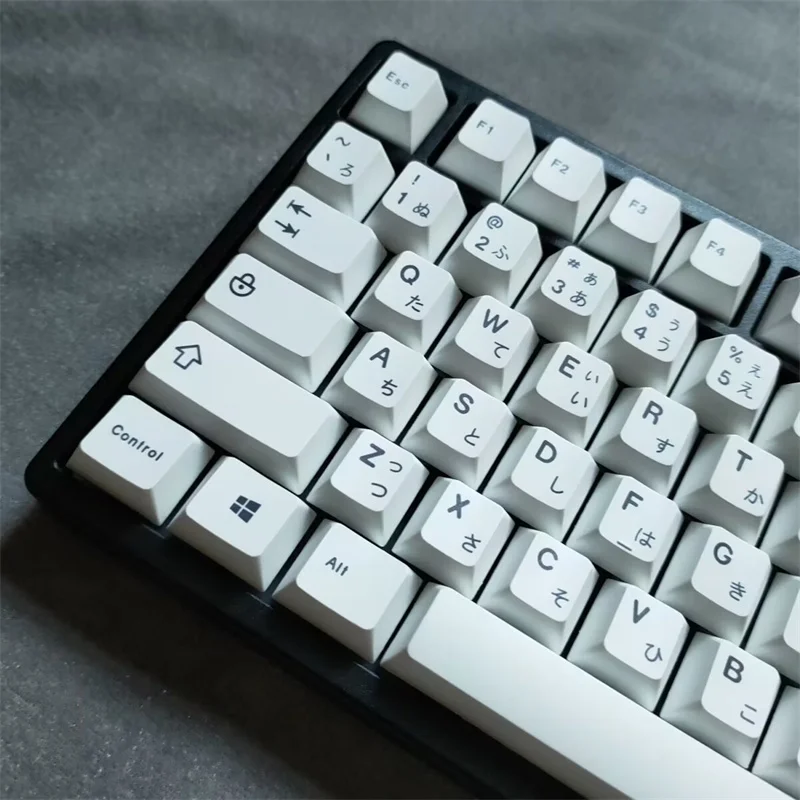 Mechanical Keyboard Gaming PBT Keycap Pure White 125 Keys Japanese English 60% 75% 80% 100% Dye-Subbed Key Caps Cherry Profile