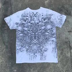 Y2K T-Shirt Saint Scream Remera Affliction Saint Scream Oversized Skull Graphic Print Harley Mma Jiu-Jitsu Rock Cotton Top