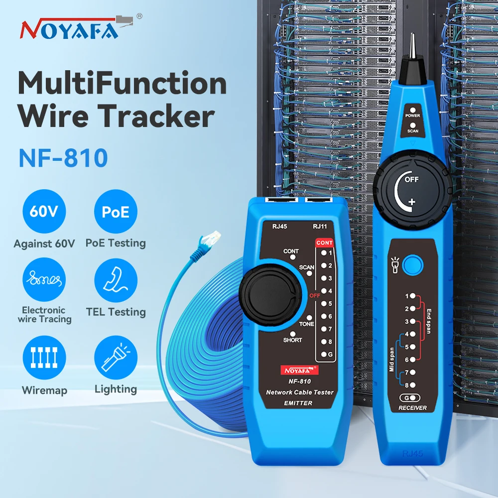 NOYAFA NF-810 Network Cable Tester RJ11 RJ45 Cat5 Cat6 Wire Tracer LAN Line Finder  Diagnostic Tool for Telephone And LAN Cables