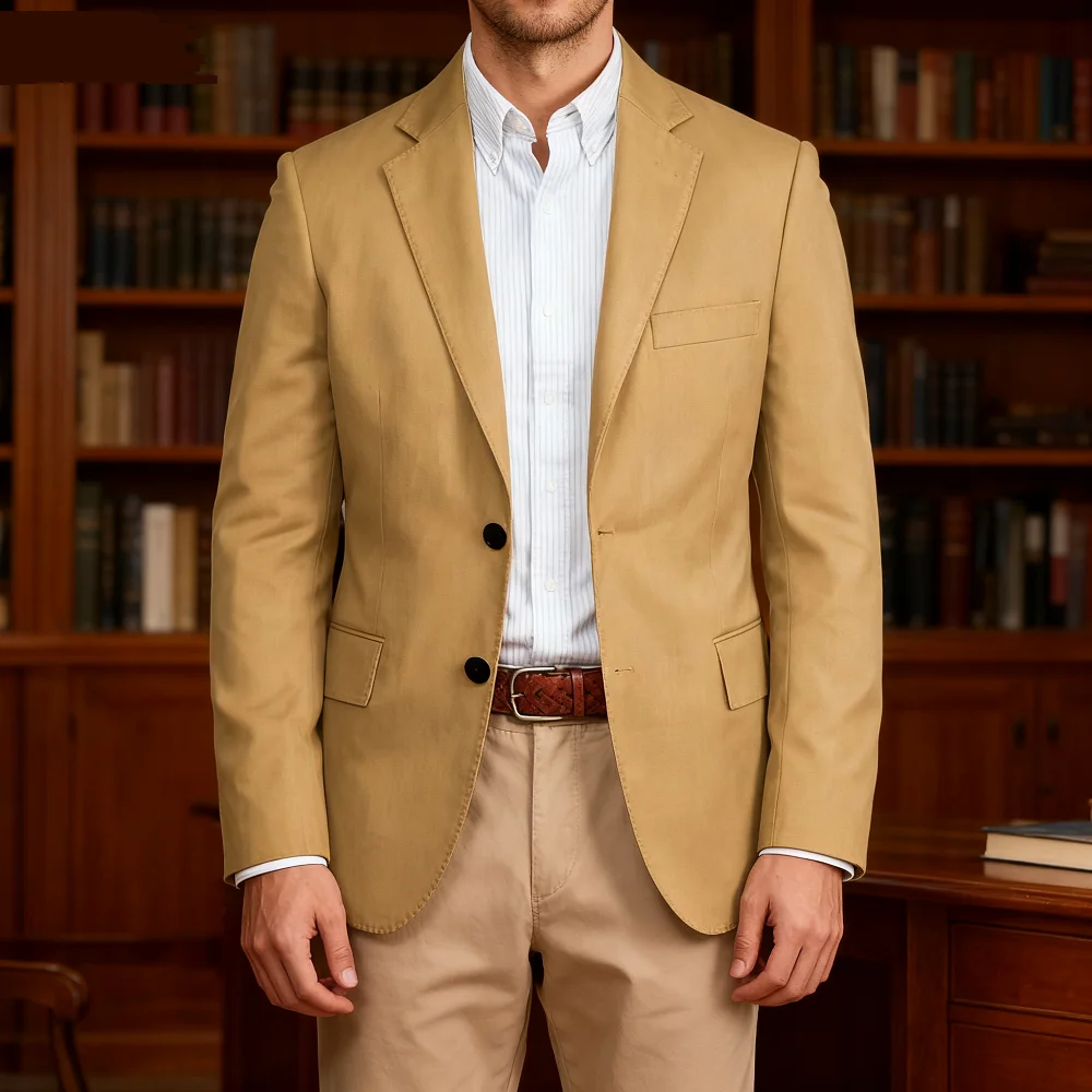 

Luxury Men's Blazer Solid Color Long Sleeve Notch Lapel Business Casual Fashion Wedding Suit Male Jacket