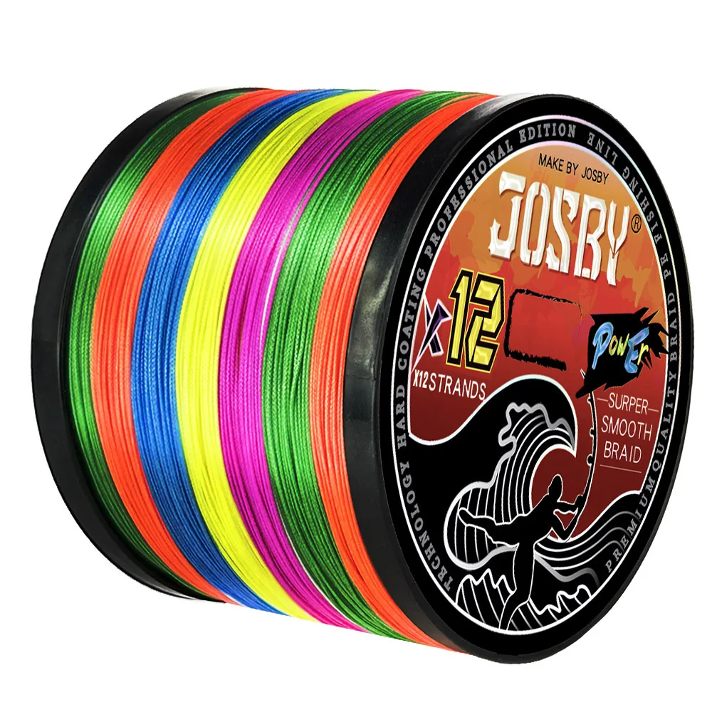 JOSBY X12 Braided Fishing Line 500M 300M 1000M Multifilament Saltwater PE Carp Wire MultiColor Japan Super Strong Accessories