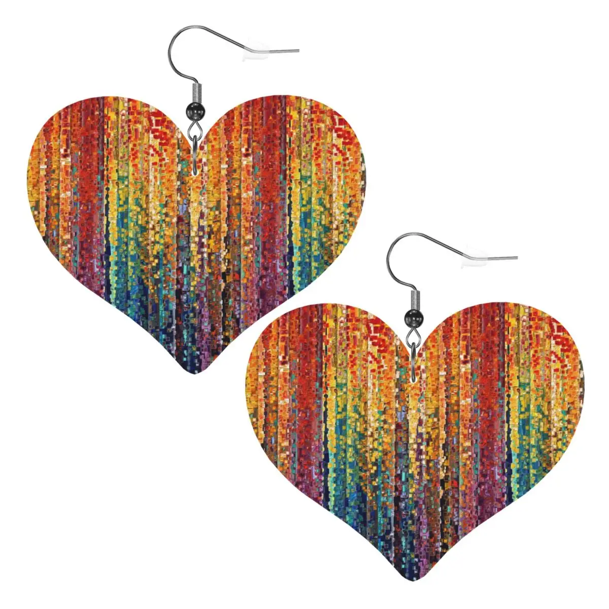 

Custom Mosaic Stained Glass Leather Teardrop Earrings Fashion For Women Colorful Jewelry Accessories For Valentine's Day