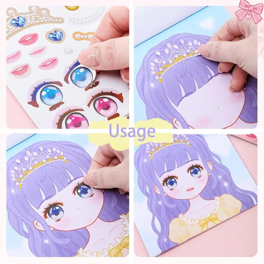 เพิ่มความคิดสร้างสรรค์ไม่มีสารตกค้าง Princess Make-A-Stiker Wajah ของขวัญรางวัล