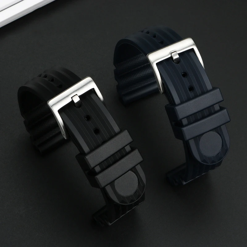 20mm 22mm para Seiko Prospex Skx007 SRP307 313 SKX779 SKX781 Water Ghost Diver correa de reloj de goma hombres Waffle correa de reloj de silicona