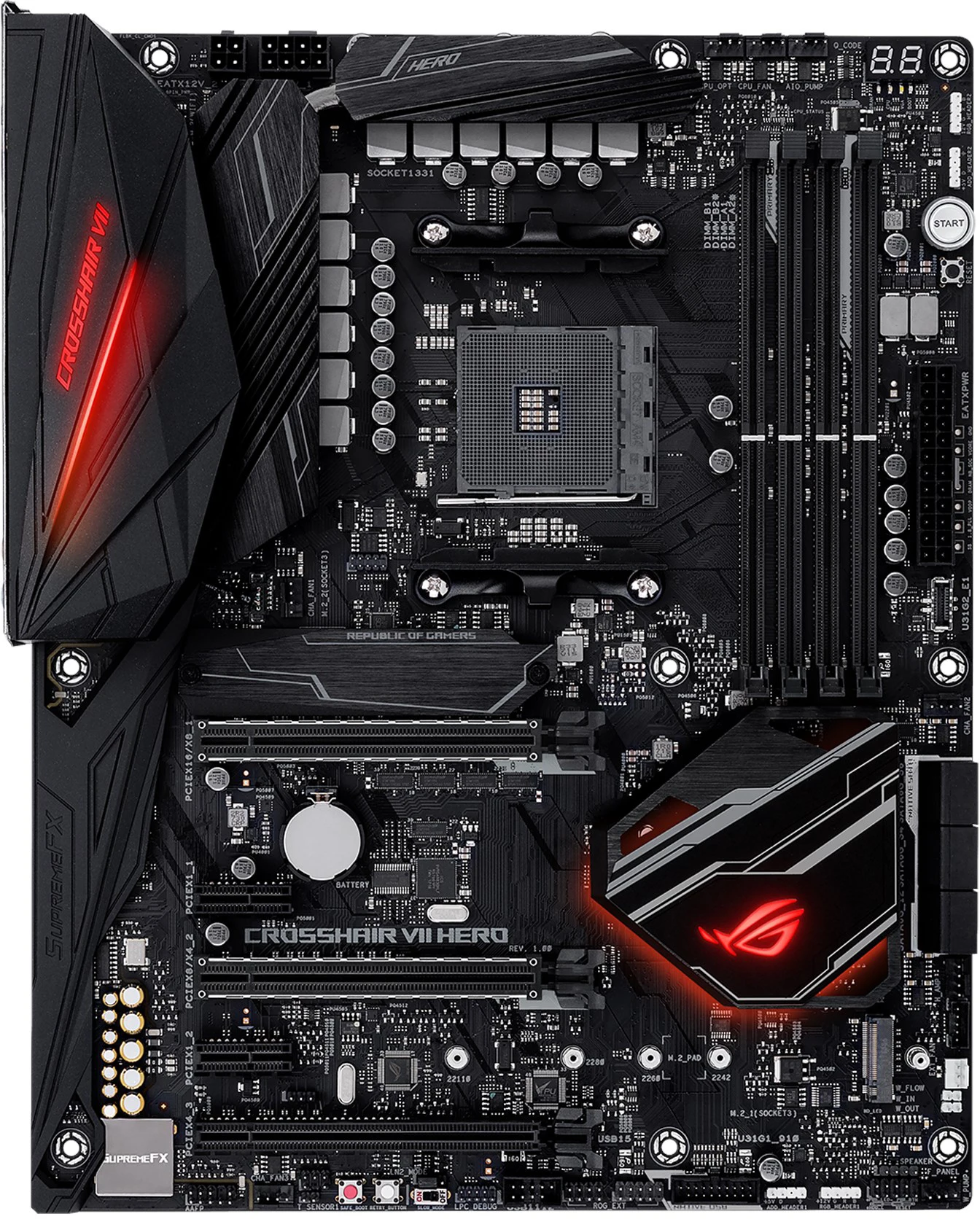 اللوحة الأم ASUS ROG CROSSHAIR VII HERO AMD X470 AMD AM4 تدعم 9700 5600X 5700X 5800X3D 2700X cpu DDR4 M.2 المستخدمة
