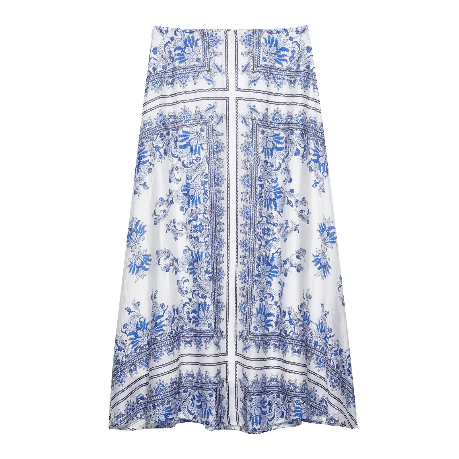 تنورة نسائية أنيقة موديل 2025 بتصميم كلاسيكي مطبوع عليها زهور بيزلي تنورة على شكل حرف A غير رسمية Faldas Mujer تنانير طويلة صيفية بسحاب جانبي QUN9197 #1