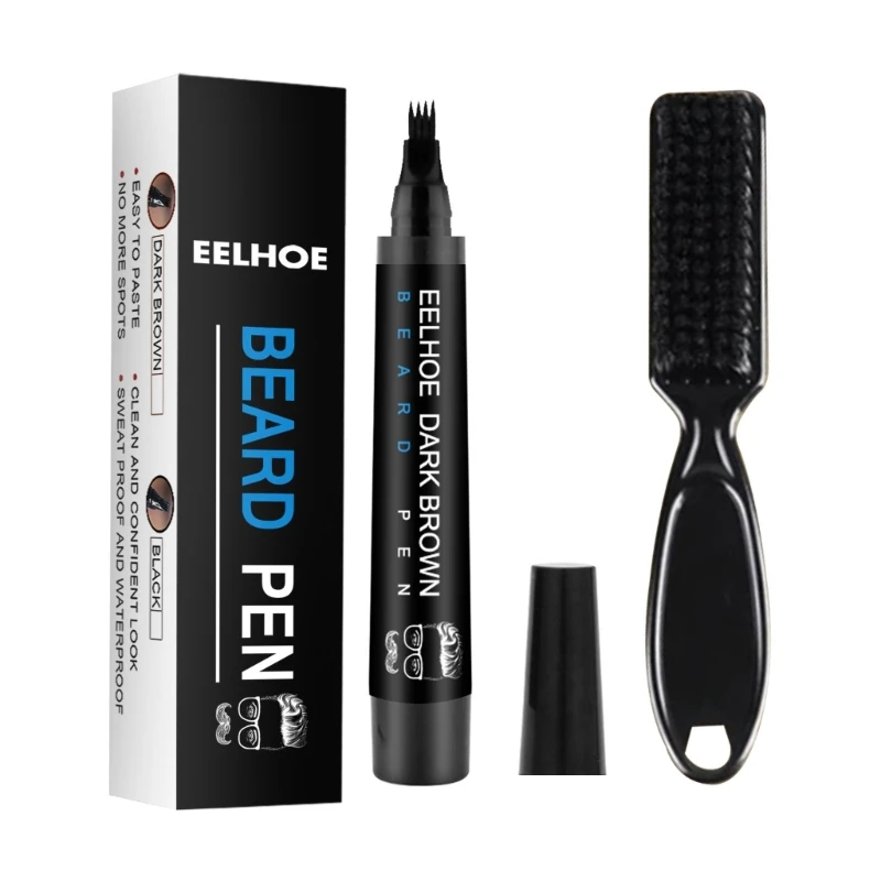 

EELHOE Beard Filling Pen Kit Beard Filler Pencil With Beard Brush Waterproof Male Moustache Repair Shaping Coloring Pen