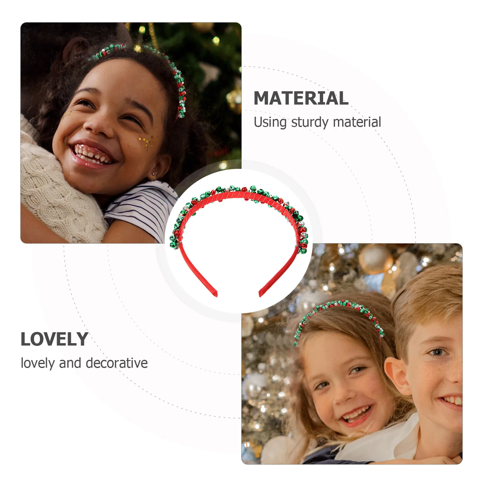 

2pcs Deer Antler Hair Accessories Christmas Bell Headband Festive Party Costume Lightweight Xmas Cosplay Band Festival