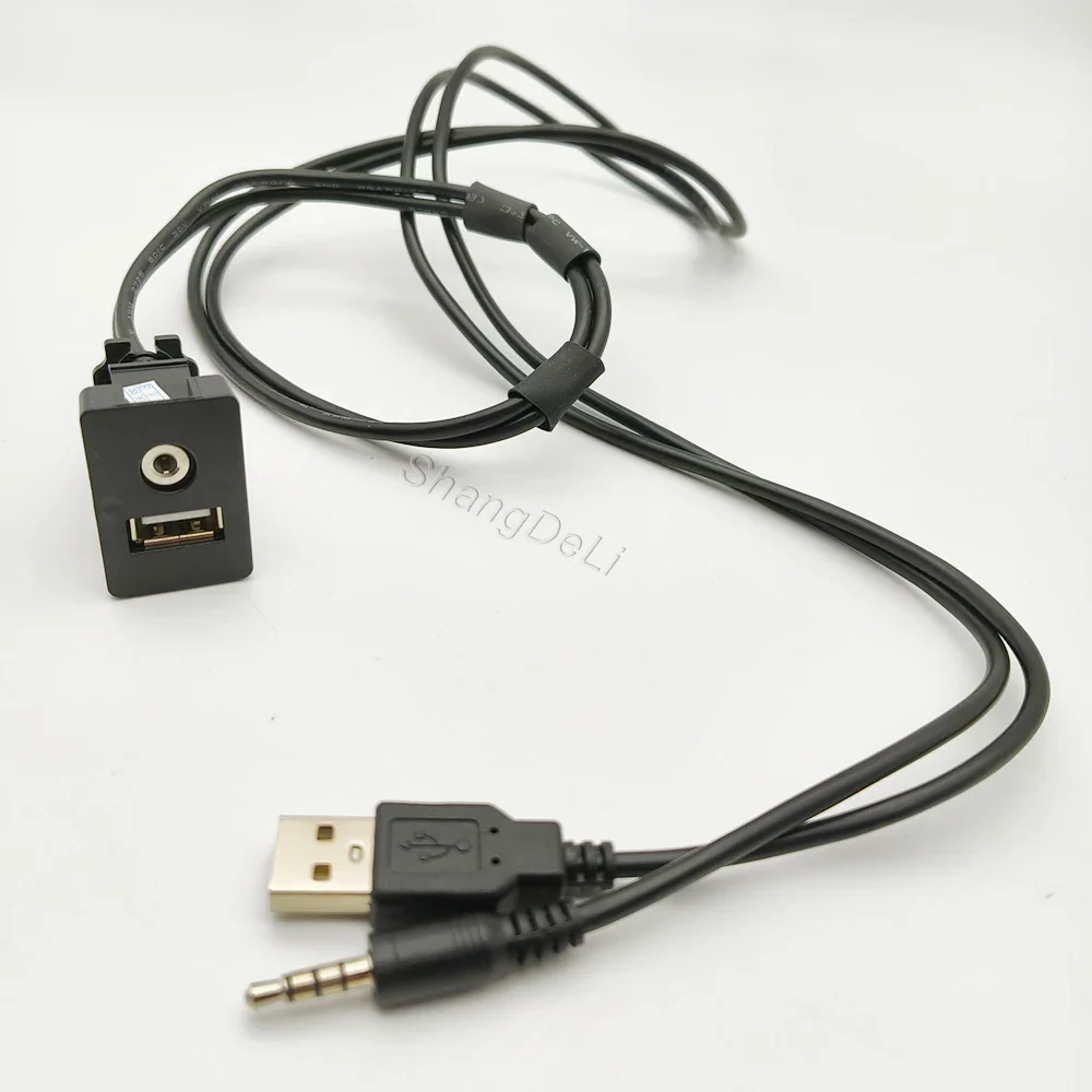 Afbeelding 7: Compatibel voor Corolla Camry Levin RAV4 Auto Dash Flush Mount USB-poortpaneel Auto AUX USB-verlengkabeladapter