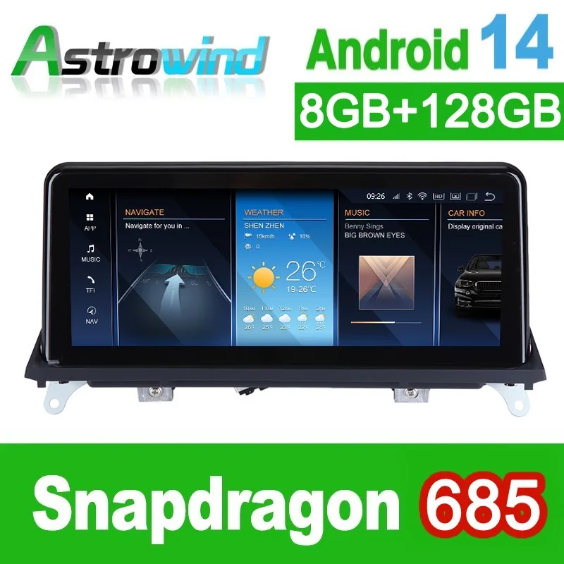 

10.25 12.5 inch 8G RAM 8 Core Android 14 Car GPS Navigation Media Stereo Radio ForBMW X5 E70 X6 E71 2011- 2014 CIC CCC