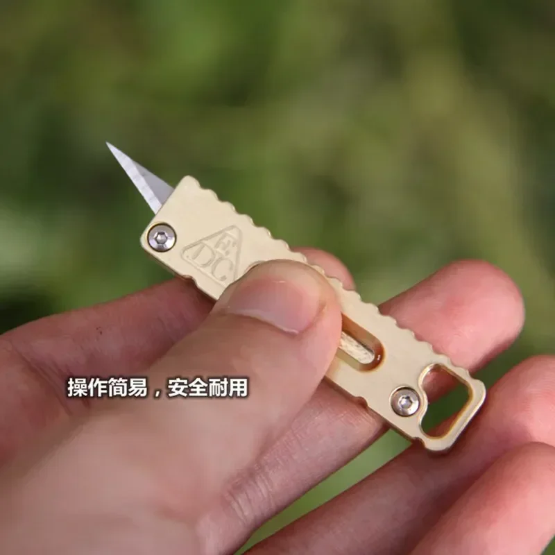 EDC Brass Copper Mini Key Knife Small Utility Knife Cutter Unpacking Camping Pocket Outdoor Tools Keychain