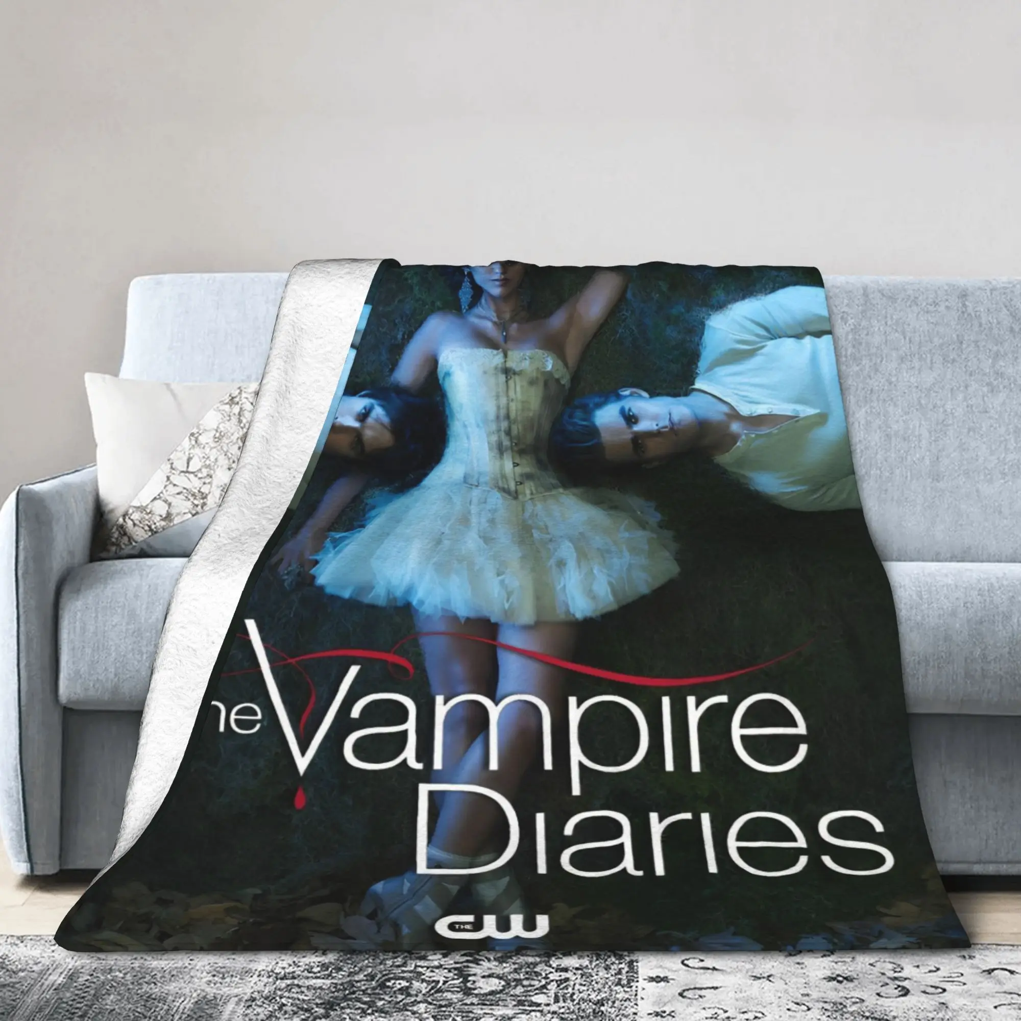 The Vampire Diaries Damon Salvatore Blankets Fleece Summer Portable Lightweight Throw Blankets for Home Outdoor Plush Thin Quilt