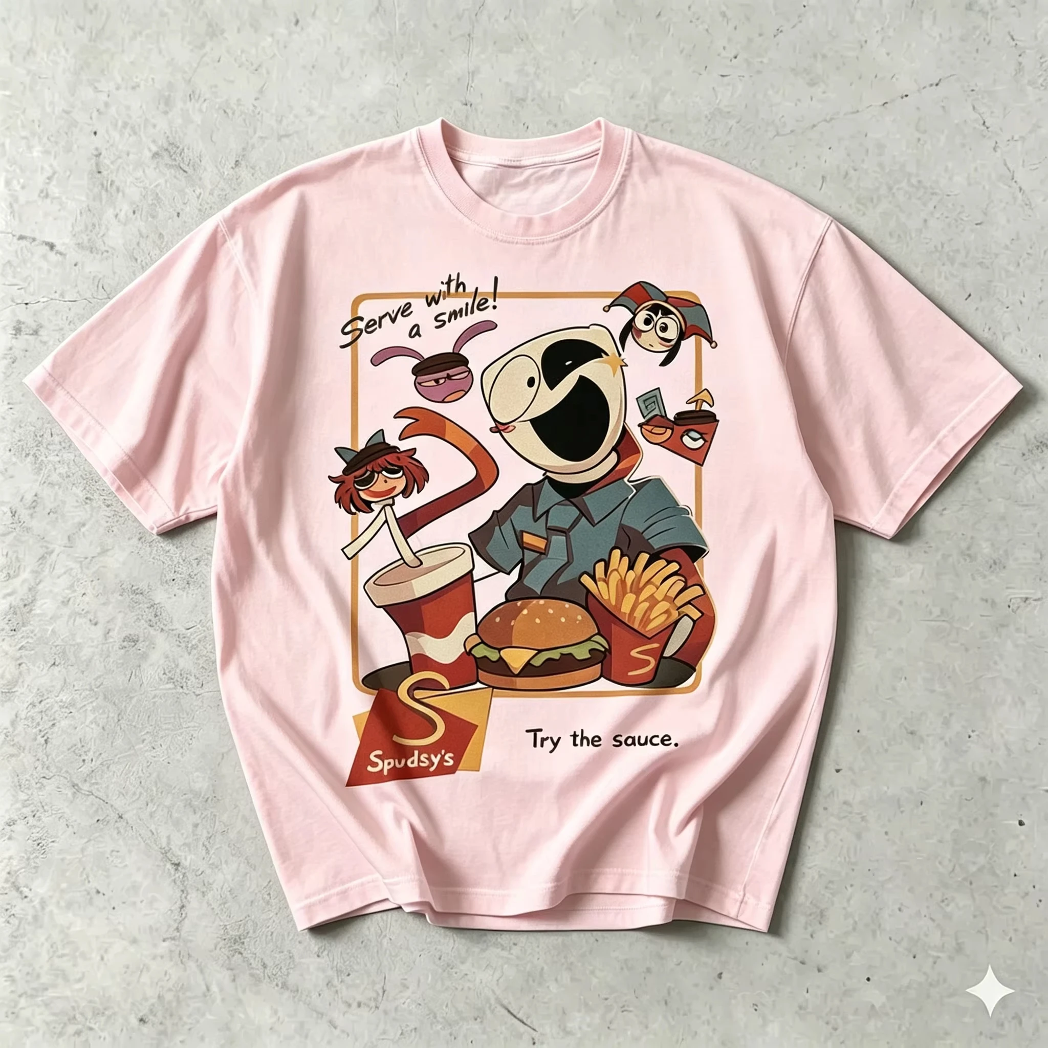 Digital Circus Character Printed T Shirt Kids Adults Unisex Summer Short Sleeve Vintage Graphic Print T Shirt Daily Street Tops