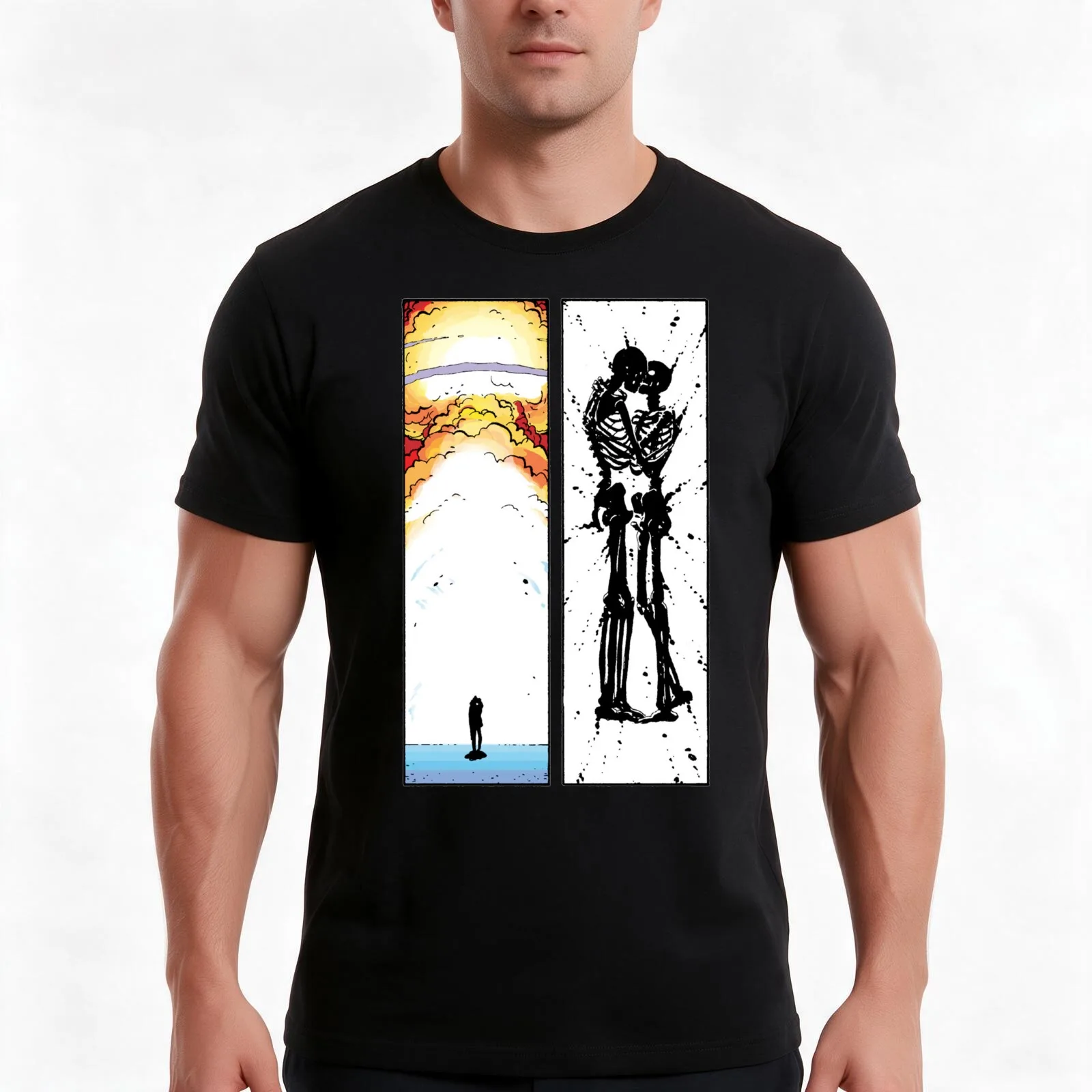 atomic, kiss, skeleton, atomic explosion, watchmen, comic, nite owl, silk spectre, dr manhattan, dream, alan moore, dave T-Shirt