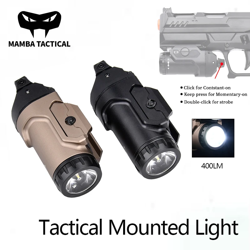 

WADSN Metal Tactical Scout Flashlight 400LM White LED Airsoft Hanging Mounted Light Pistol Light Hunting Lighting/Strobe Lamp