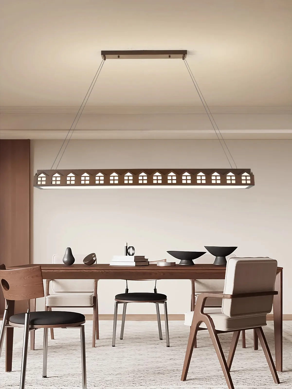 One-word Chandelier New Creative Art Modeling Restaurant Lamps Chinese Ancient Style Zen Dining Table Bar Lamp