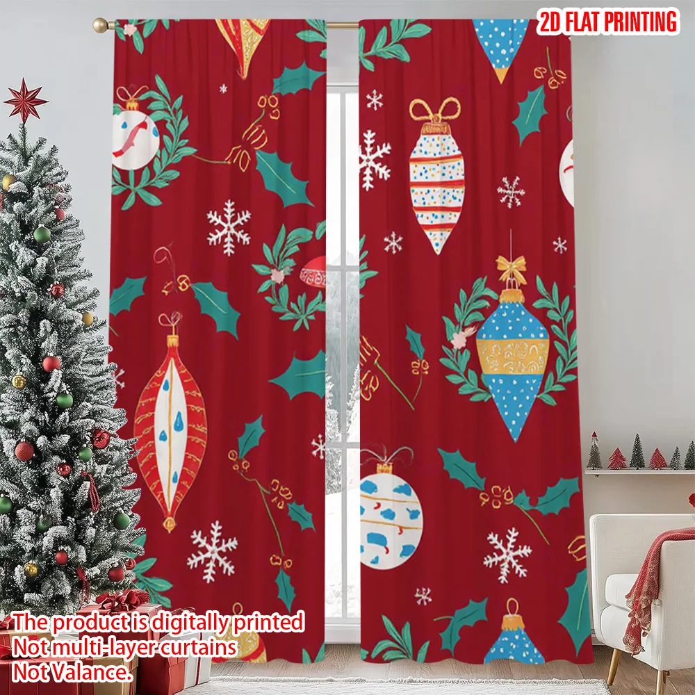 

2pcs 2D flat printing Merry Christmas Popular Drapes merry christmas Durable Polyester Without Electricity Party Decorations Use