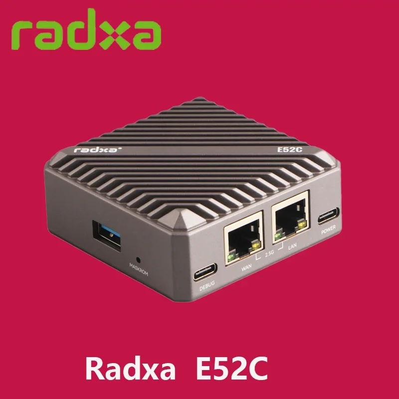 Radxa E52C RK3582 Gateway Dual 2.5G Ethernet Puerto de red Caja de enfriamiento de aleación de aluminio