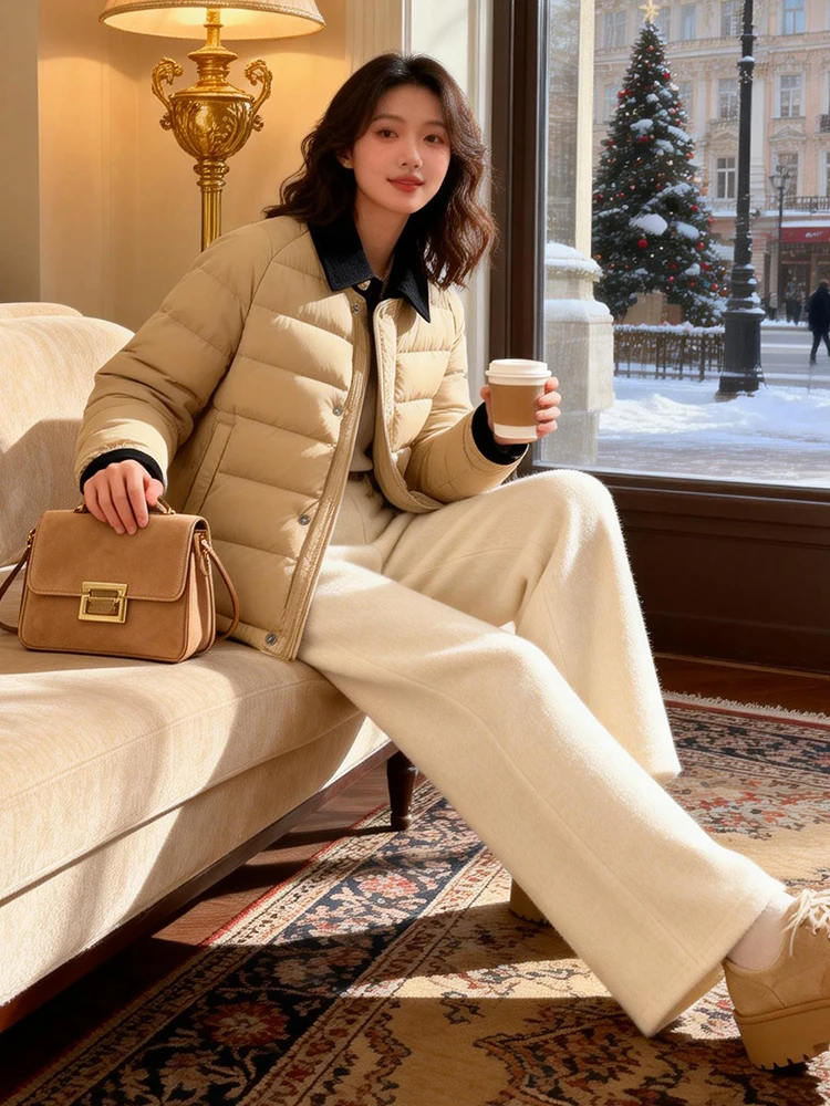 패셔너블한 퍼 안감 코튼 다운 재킷 여성용 겨울 신상 롱 슬리브 코튼 더플 코트 한국 스타일 루즈핏