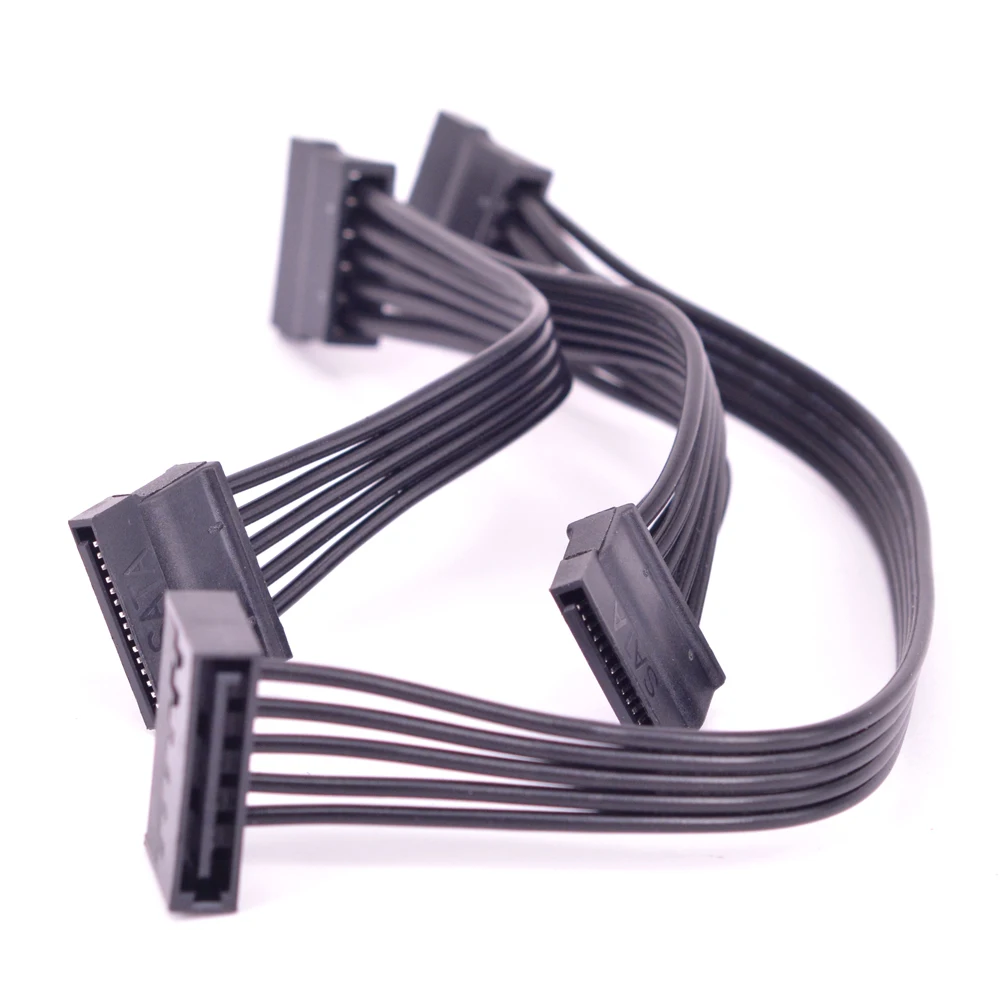 15PIN Power Suplly Cable SATA Male TO 4 Female SATA Hard Disk HDD Power Cable For SSD PCIE WLAN Adapter CARD 18AWG 
