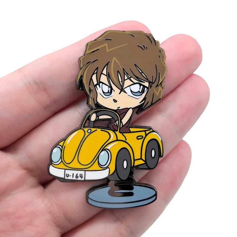 Q Haibara Ai Pins Pendant Anime Detective Conan Sherry Metal Badges Japanese Manga Brooches Bag Backpack Clothing Lapel Cosplay